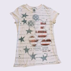Disney Parks vintage Y2K flag studded cap sleeve Mickey Mouse t shirt. Size M